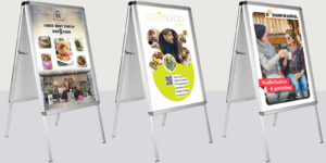 Kundenstopper, Entwurf Bildmotiv und Slogans